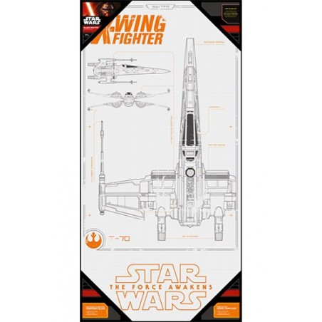 STAR WARS - X-WING BLUE PRINT GLASS POSTER - by SD Toys