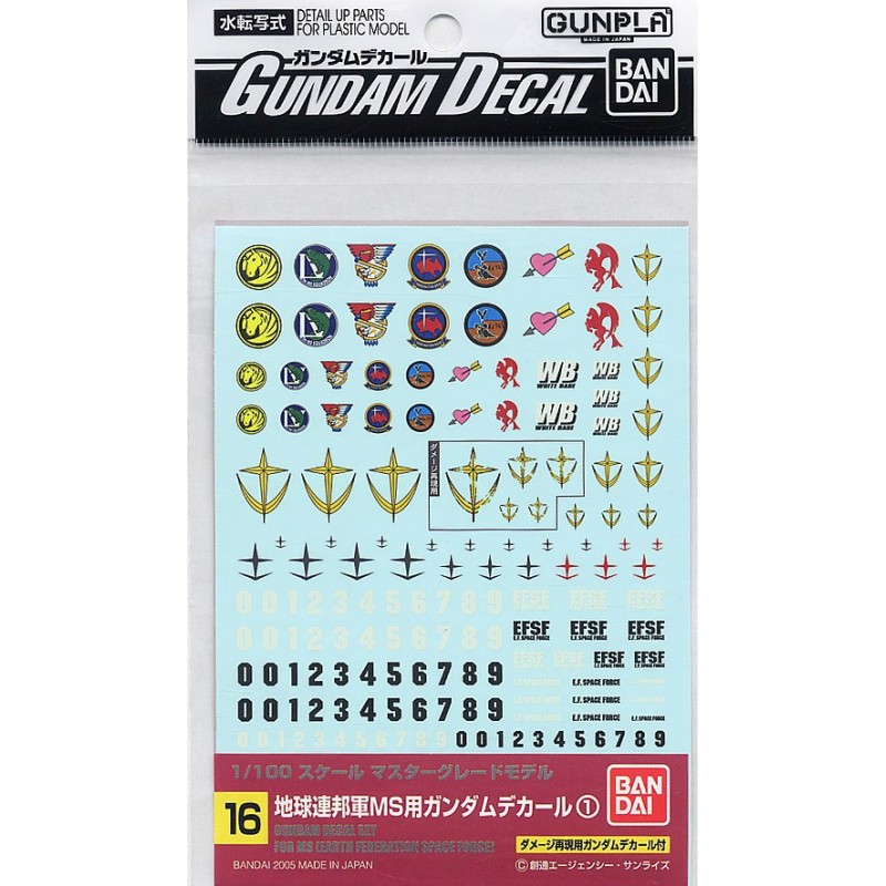 GUNDAM DECAL 16 - PER MOBILE SUIT DELL'EFSF 1/100 - Bandai